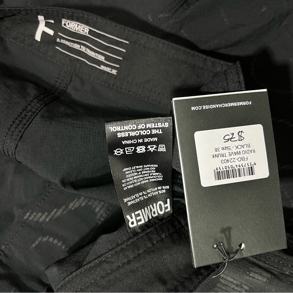 NWT Former Merchandise Men Radio Wave Swim Trunk Shorts Black Size 38 - Picture 10 of 11